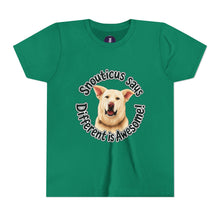 Load image into Gallery viewer, Youth Tee – “Snouticus Says Different is Awesome!”