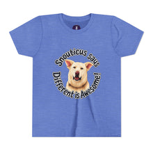 Load image into Gallery viewer, Youth Tee – “Snouticus Says Different is Awesome!”