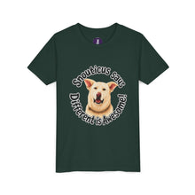 Load image into Gallery viewer, Youth Tee – “Snouticus Says Different is Awesome!”