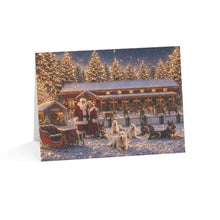 Load image into Gallery viewer, Winter Steadfast Santa Greeting Cards with German Shepherds — Holiday Christmas Cards (Pack of 1, 10, 30, 50)