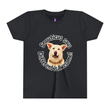 Load image into Gallery viewer, Youth Tee – “Snouticus Says Different is Awesome!”