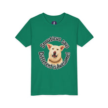 Load image into Gallery viewer, Youth Tee – “Snouticus Says Different is Awesome!”