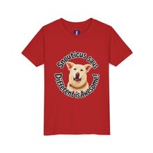 Load image into Gallery viewer, Youth Tee – “Snouticus Says Different is Awesome!”