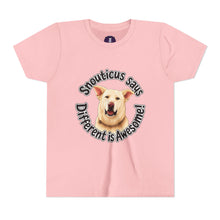 Load image into Gallery viewer, Youth Tee – “Snouticus Says Different is Awesome!”
