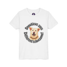 Load image into Gallery viewer, Youth Tee – “Snouticus Says Different is Awesome!”