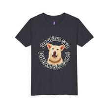Load image into Gallery viewer, Youth Tee – “Snouticus Says Different is Awesome!”
