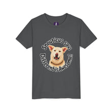 Load image into Gallery viewer, Youth Tee – “Snouticus Says Different is Awesome!”
