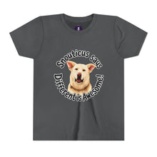 Load image into Gallery viewer, Youth Tee – “Snouticus Says Different is Awesome!”
