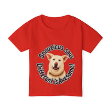 Load image into Gallery viewer, Toddler T-Shirt — "Snouticus Says Different is Awesome!"
