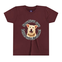 Load image into Gallery viewer, Youth Tee – “Snouticus Says Different is Awesome!”
