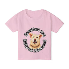 Load image into Gallery viewer, Toddler T-Shirt — "Snouticus Says Different is Awesome!"
