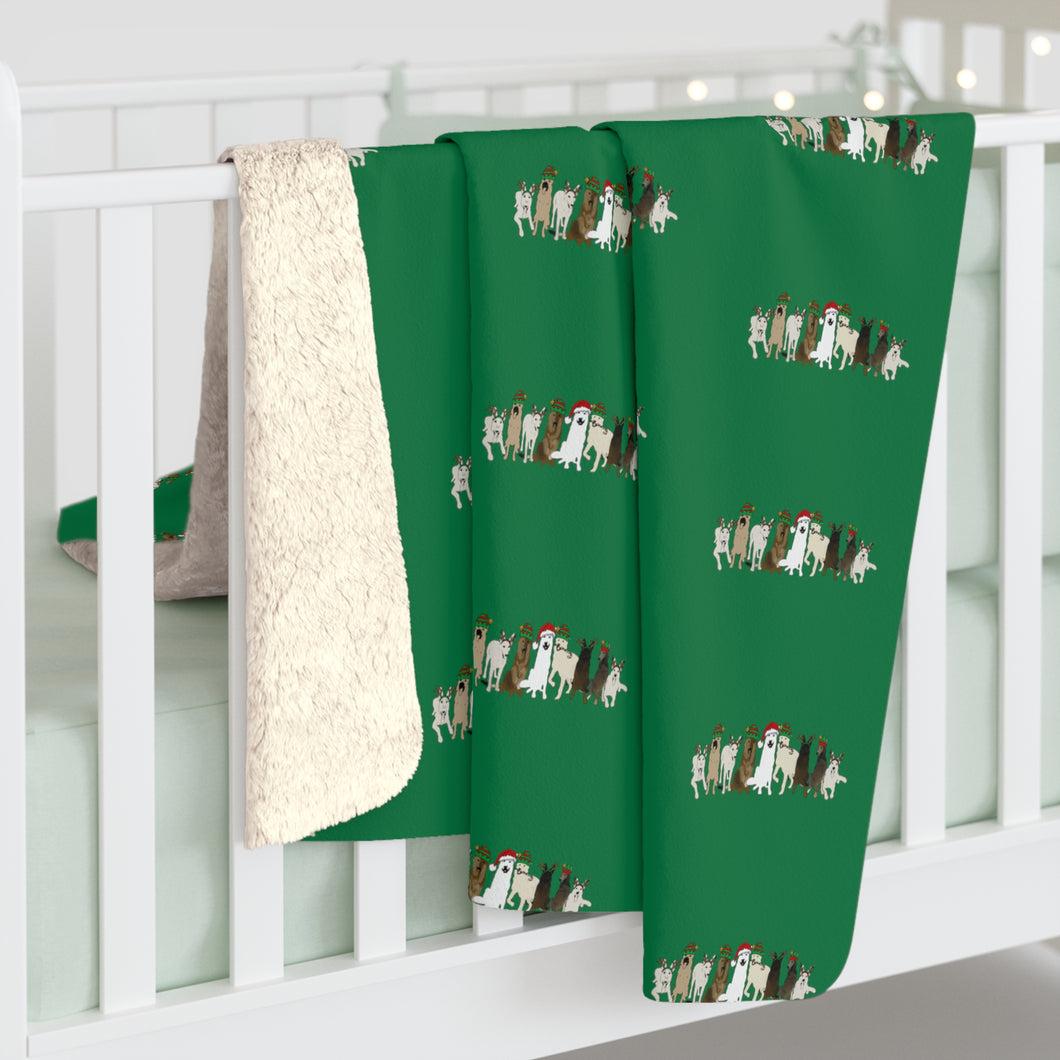 Steadfast Happy Howl-idays Green Fleece Blanket