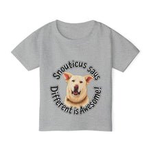 Load image into Gallery viewer, Toddler T-Shirt — "Snouticus Says Different is Awesome!"
