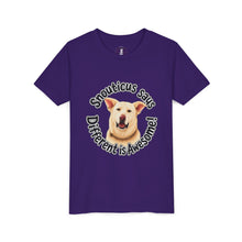 Load image into Gallery viewer, Youth Tee – “Snouticus Says Different is Awesome!”
