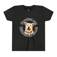 Load image into Gallery viewer, Youth Tee – “Snouticus Says Different is Awesome!”

