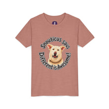 Load image into Gallery viewer, Youth Tee – “Snouticus Says Different is Awesome!”
