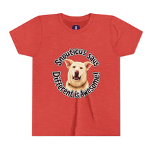Load image into Gallery viewer, Youth Tee – “Snouticus Says Different is Awesome!”
