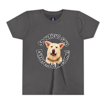 Load image into Gallery viewer, Youth Tee – “Snouticus Says Different is Awesome!”
