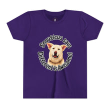 Load image into Gallery viewer, Youth Tee – “Snouticus Says Different is Awesome!”
