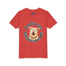 Load image into Gallery viewer, Youth Tee – “Snouticus Says Different is Awesome!”

