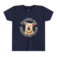 Load image into Gallery viewer, Youth Tee – “Snouticus Says Different is Awesome!”
