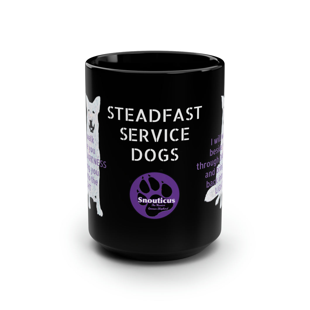 Steadfast Service Dogs - Black Mug, 15oz